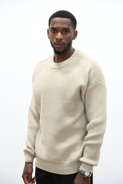 Pull Col Rond Beige
