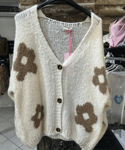 Gilet Femme Fleur Beige TU