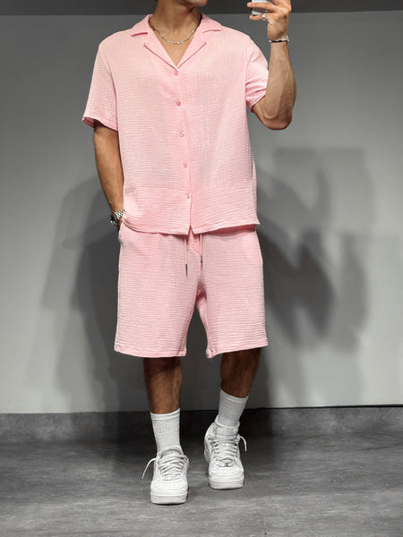 Ensemble chemise et short rose