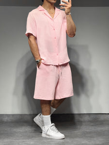 Ensemble chemise et short rose