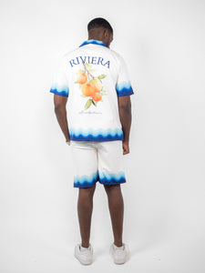 Ensemble chemise et short tie and dye blanc et bleu