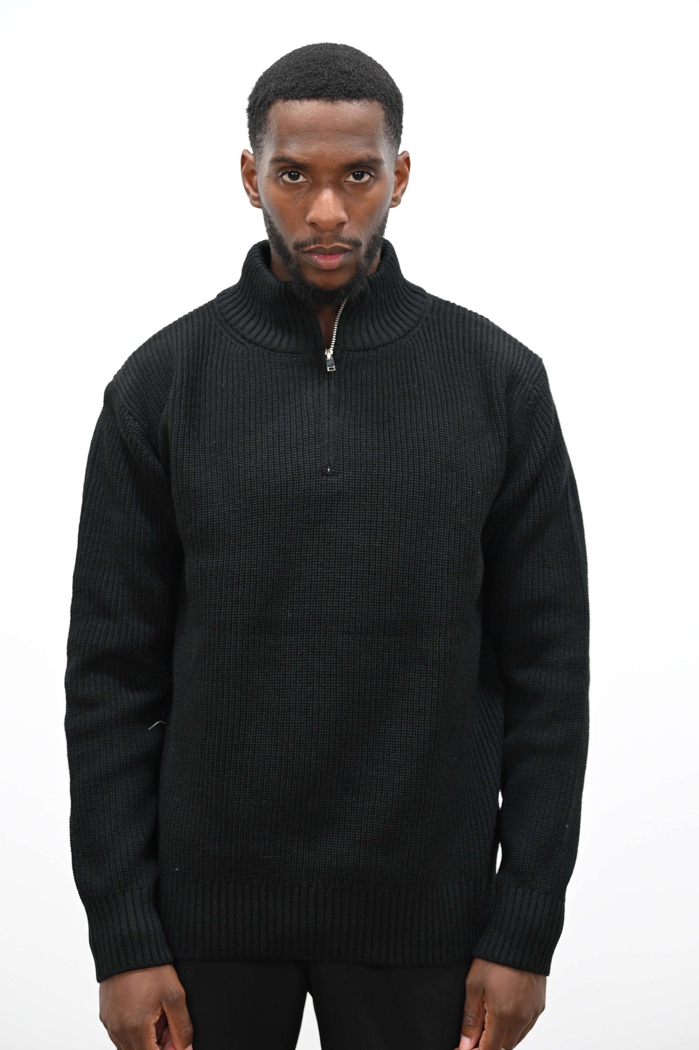 Pull Col Demi Zip Noir
