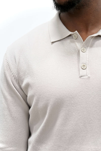 Pull Col Polo Crème
