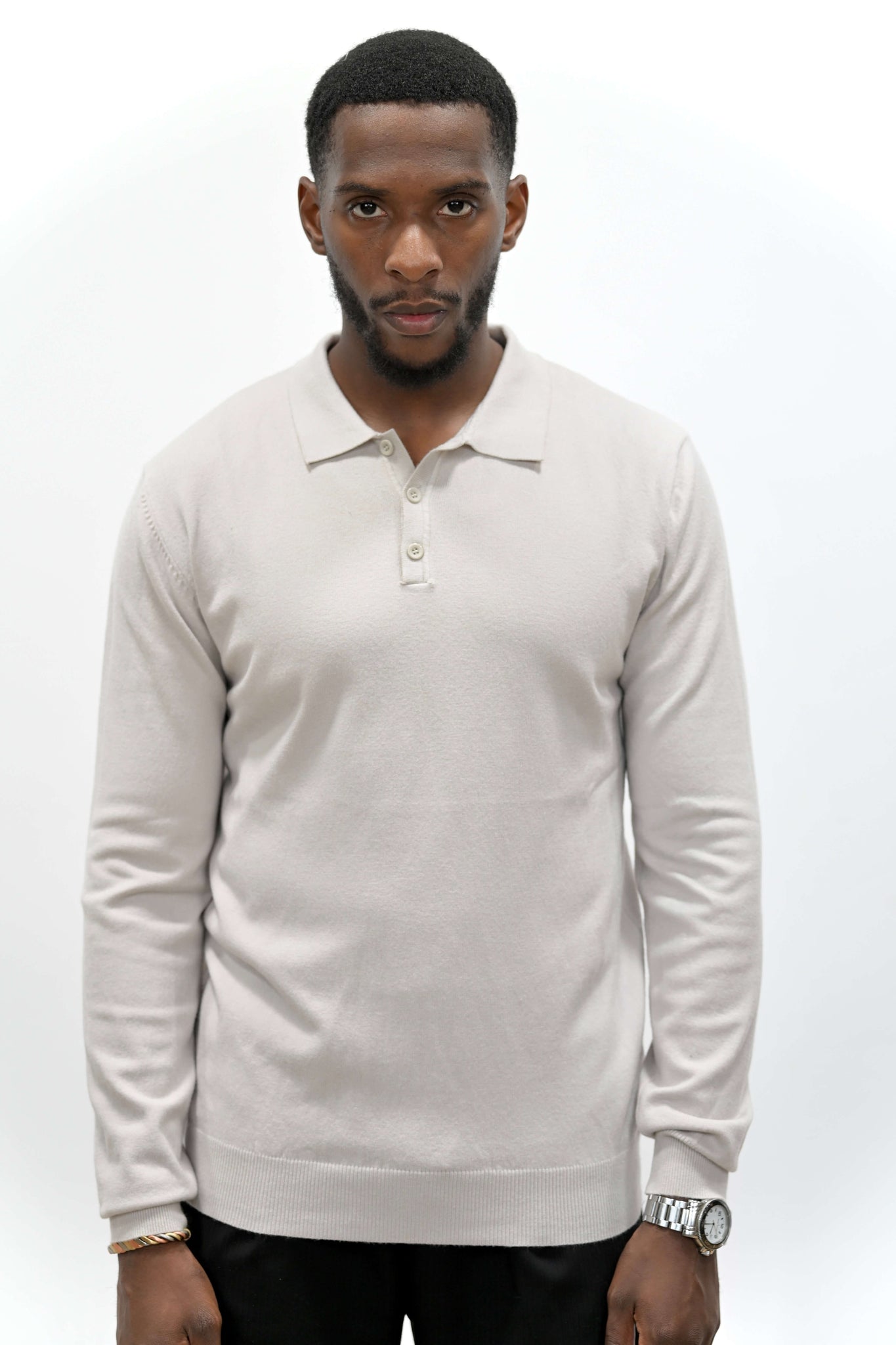Pull Col Polo Crème