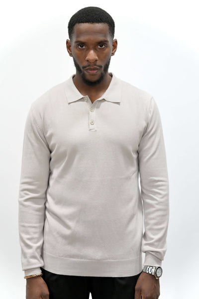 Pull Col Polo Crème