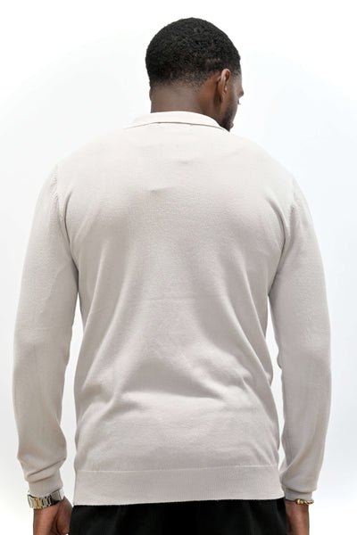 Pull Col Polo Crème