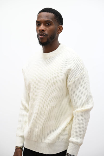 Pull Col Rond Crème