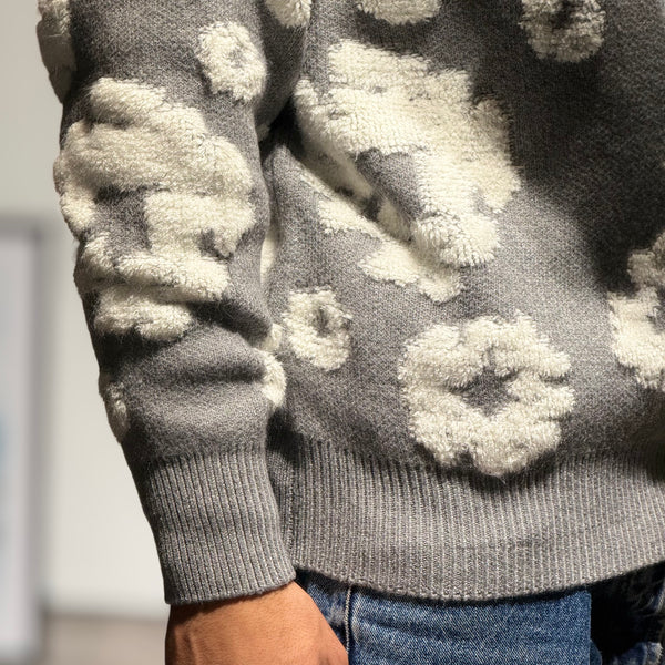 Pull Fleurs Gris