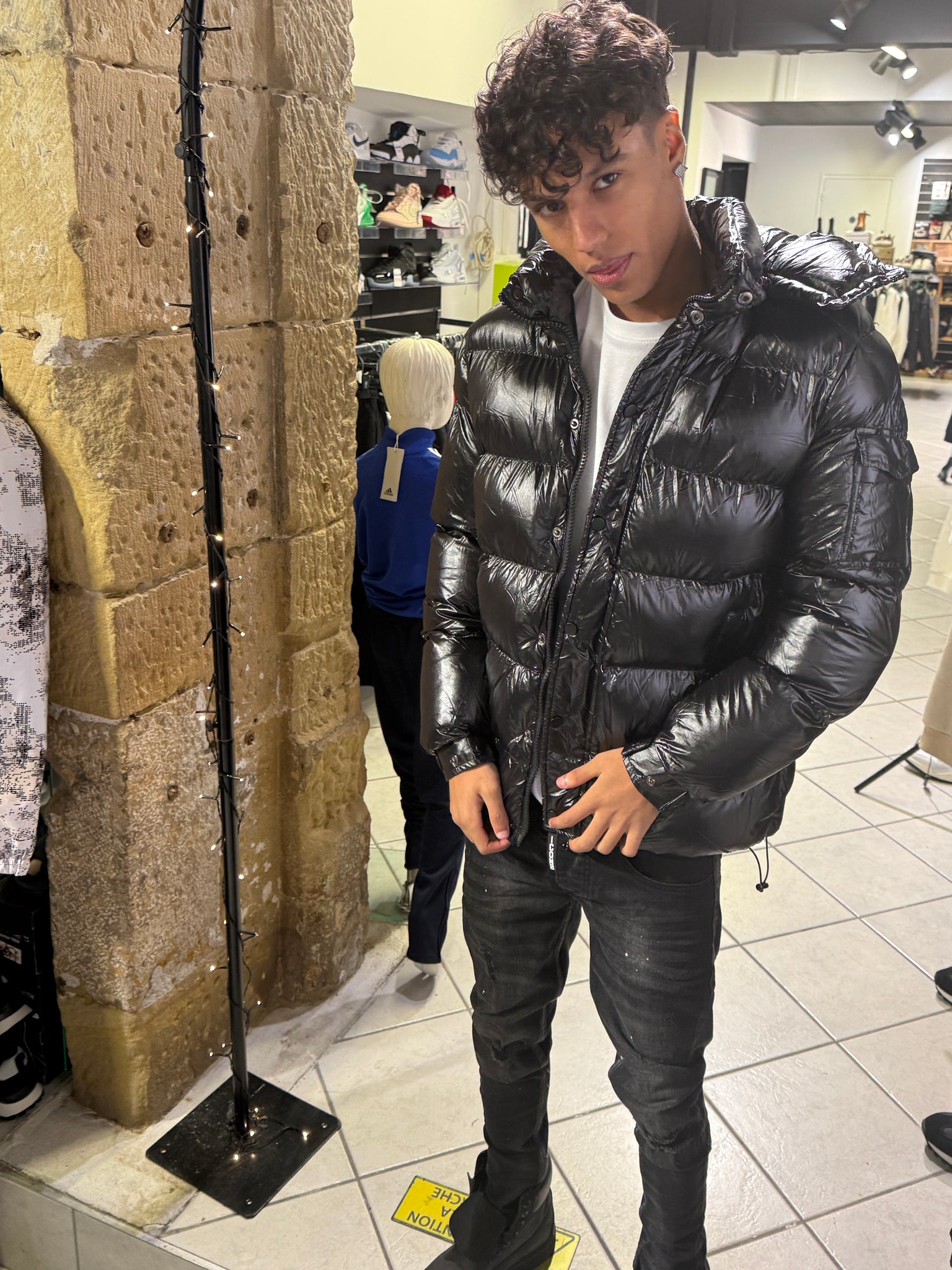 Doudoune Brillante Noire