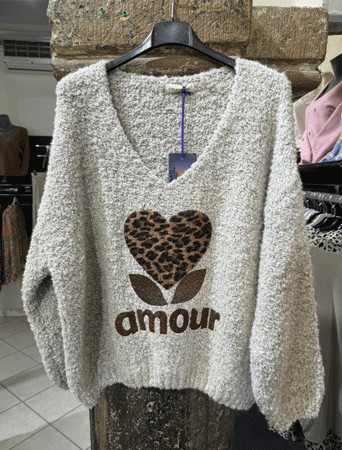 Pull Femme Amour Beige