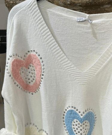 Pull Femme Coeur Blanc