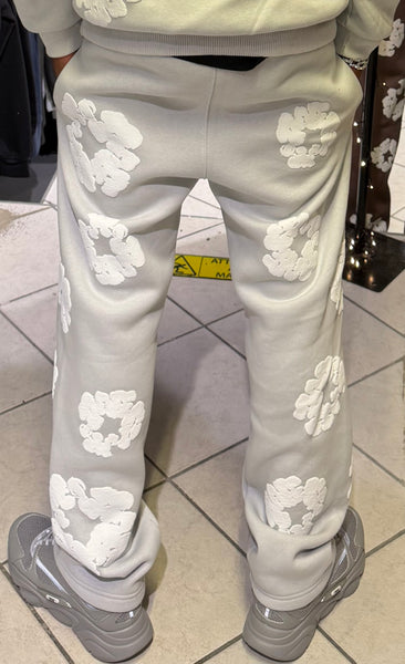 Pantalon Fleurs Gris