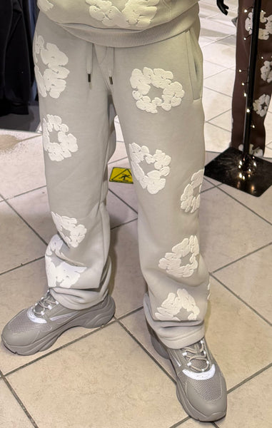 Pantalon Fleurs Gris