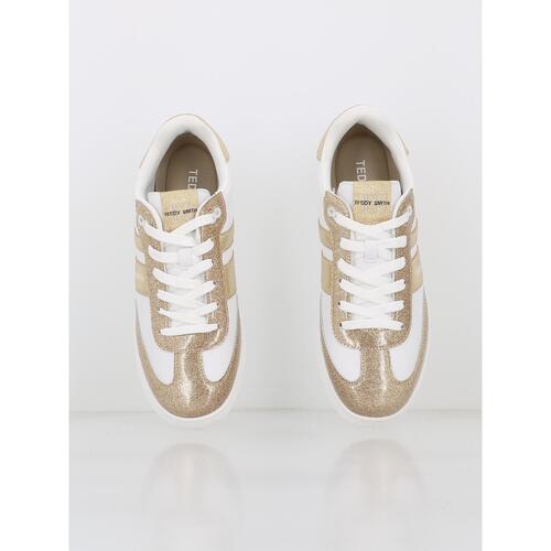 Basket Teddy Smith Femme Blanc et Doré