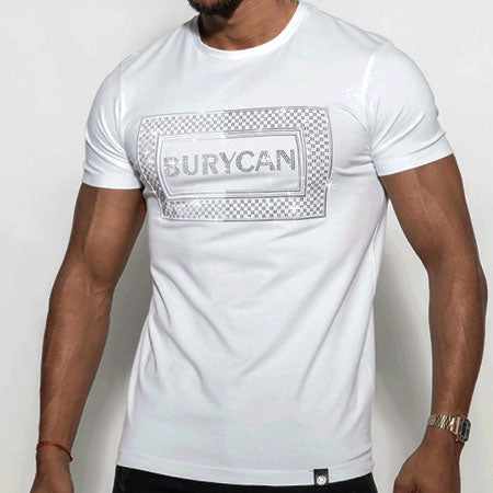 Tee Shirt A Imprimé Burycan Strass et Broderie Blanc