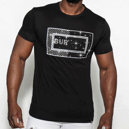 Tee Shirt A Imprimé Burycan Strass et Broderie Noir